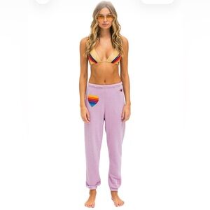Aviator Nation Heart Stitch Sweatpants in Mauve